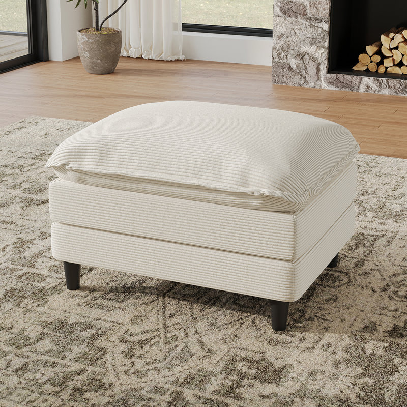 Comfy Sectional Modular Cloud Couch Sofa Ottoman- Corduroy Fabric, Beige