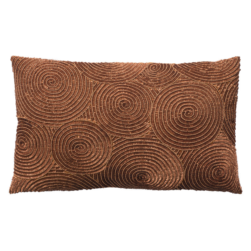 Burnt Orange Geometric Sequin Accent Pillow with Polyfill