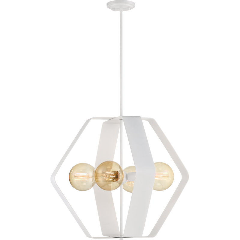 Truro 4 - Light Dimmable Geometric Chandelier, White