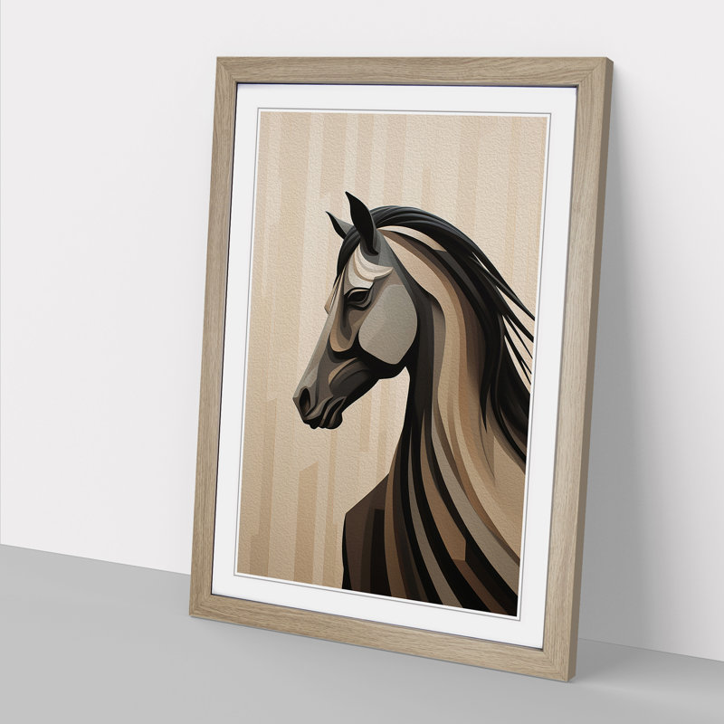 Horse Minimalism No.2 - Framed Print, 34cm H x 25cm W x 2cm D, Oak Framed