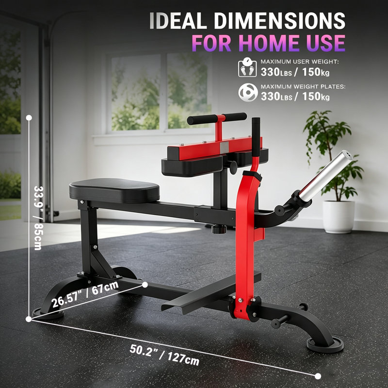 Appareil de musculation des mollets assis pour salle de sport à domicile, système de double résistance 660 lbs avec coussin pour les jambes réglable, coussin de 5 cm d'épaisseur et pédales antidérapantes, noir et rouge