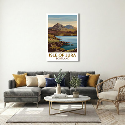 Isle of Jura, Scotland - Romantic Hebridean Escape Travel Poster. Giclee Print on Wrapped Canvas. Wall Art, Home Decor - Natural Landmarks, Scotland 1 Piece Wrapped Canvas Wall Art