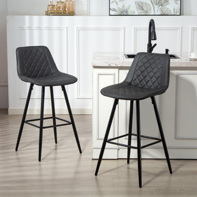 Ensemble de 2 tabourets de bar, hauteur comptoir, 27,25 po, noir