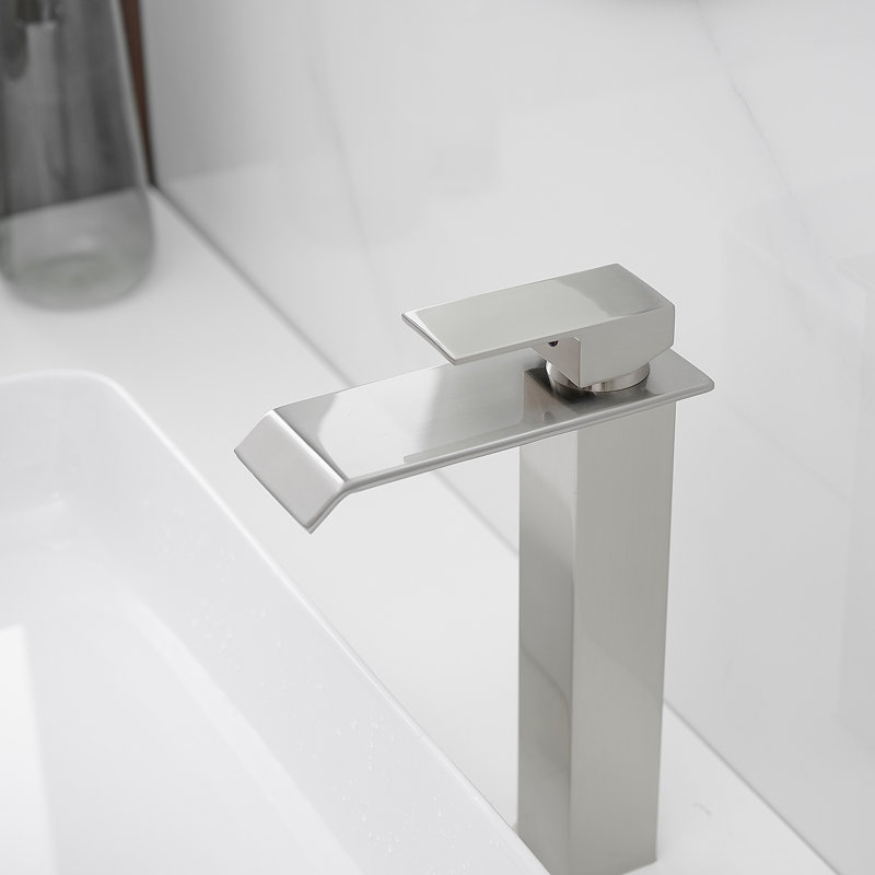 1 robinet de salle de bain monocommande avec bonde, Nickel brossé