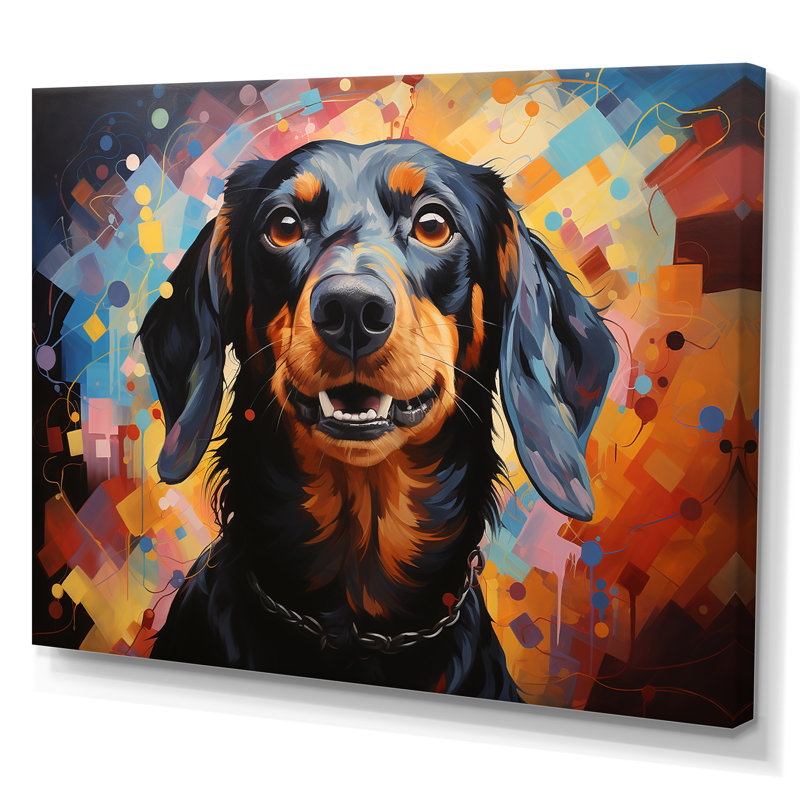 Dachshund Delight V sur toile, H 12 po x l 20 po x P 1 po, Toile tendue