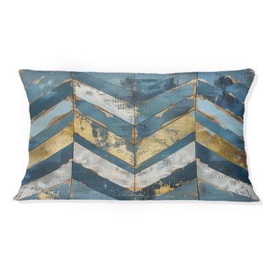 Blue Gold Chevron Charm - Coussin décoratif à chevrons