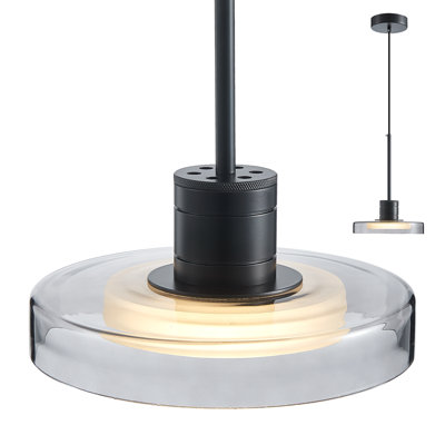 Luminaire suspendu moderne de 9 pouces à DEL, lustre en verre à intensité variable à température de 3 couleurs, plafonnier encastré à hauteur réglable, luminaire suspendu anti-scintillement pour îlot de cuisine, salle à manger et salon