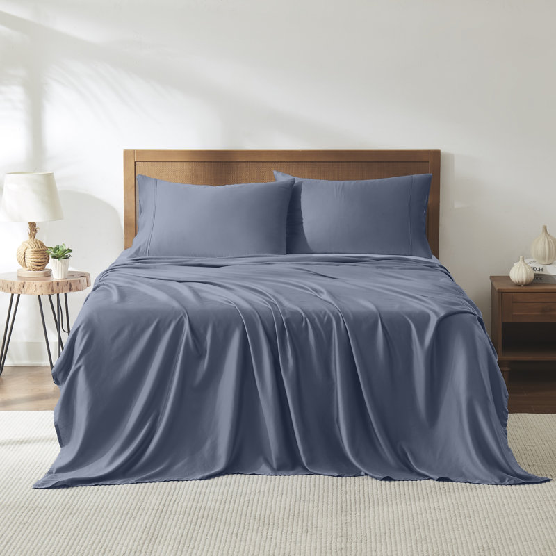 Modern Threads 400 Thread Count 100-Percent Tencel Lyocell 4-Piece Sheet Set, Blue, Full