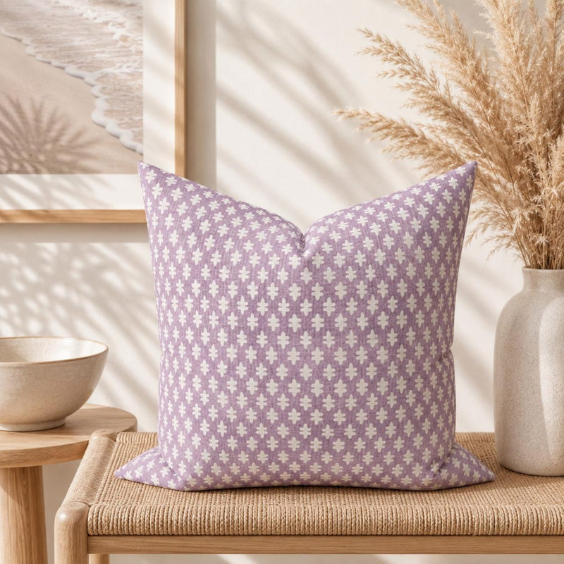 Housse de coussin en coton lavande, Square 17"