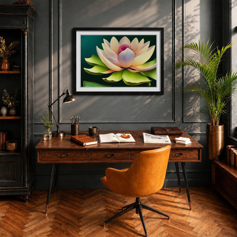Precious Lotus Flower - Framed Print, Black Framed, 46cm H x 64cm W x 2cm D