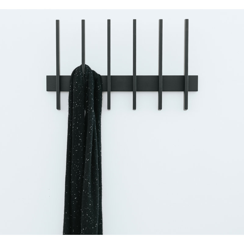 Fin 6 - Hook Wall Mounted Coat Rack, Black