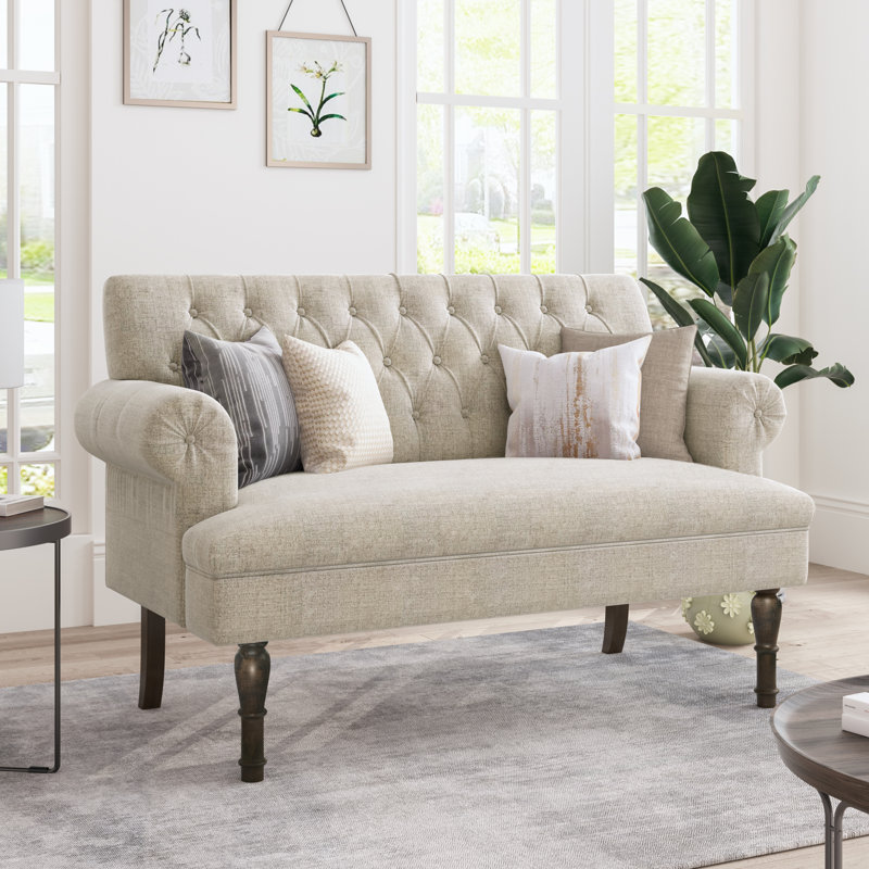 Skylah 58.27" Linen Recessed Arm Loveseat