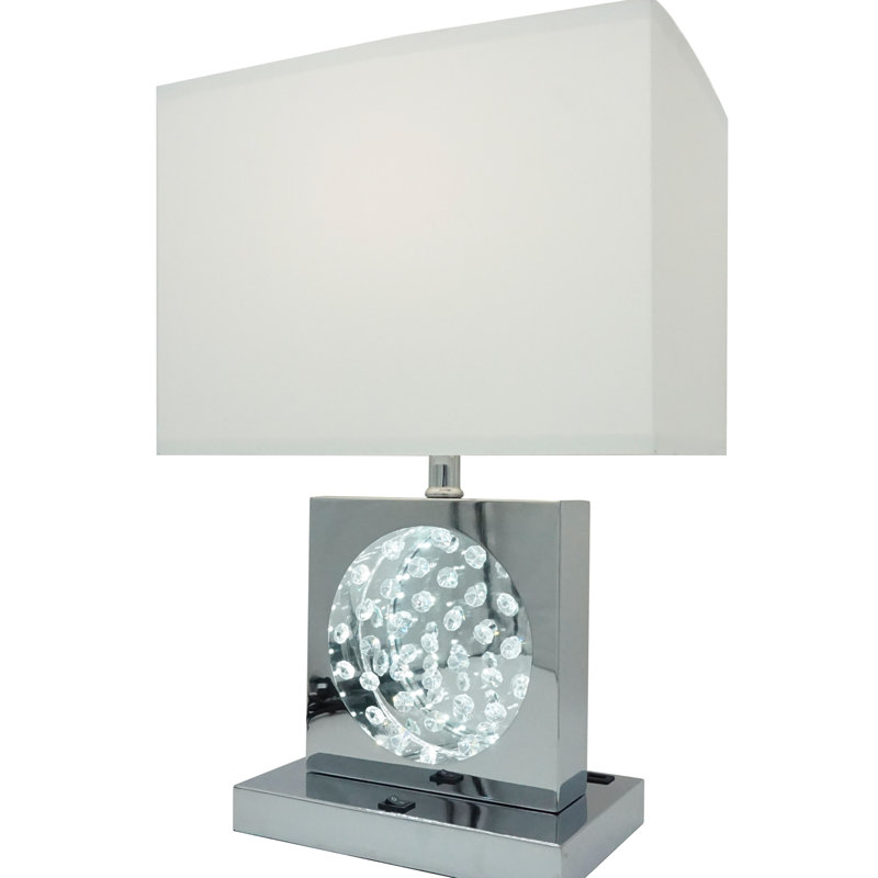 Lampe de table en cristal 1pc, Chrome chrome, Blanc