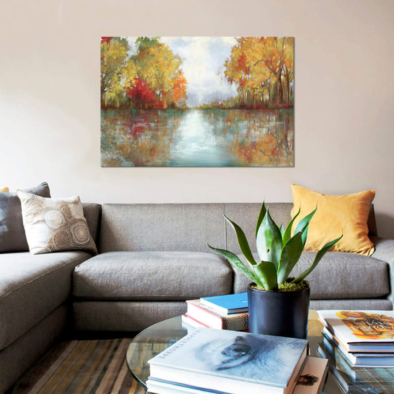 «Forest Reflection», reproduction sur toile, H 40 po x l 60 po x P 1,5 po, Pas de tapis, Toile tendue