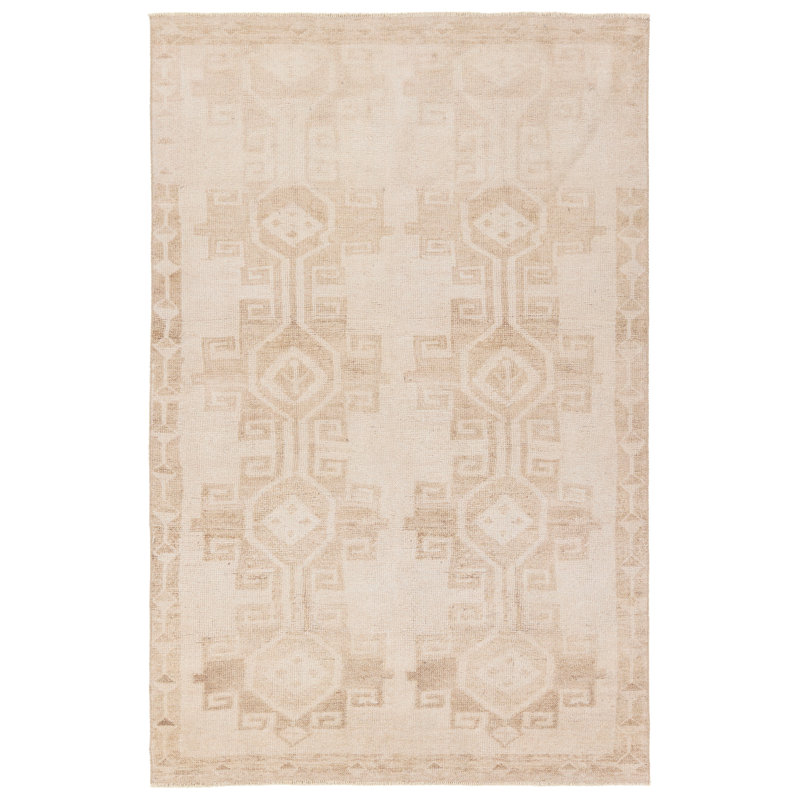 Vibe by Bungalow Rose Afshari Medallion Machine Washable Tan/Cream Area Rug, Runner 2'6" x 8'