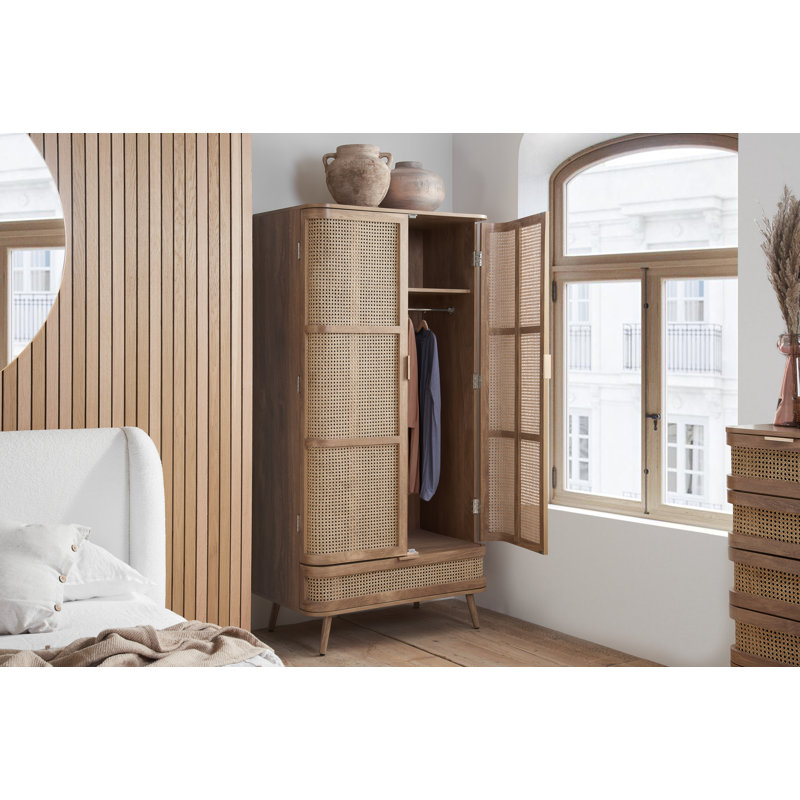 Alleyah 2 Door Manufactured Wood Wardrobe, Oak