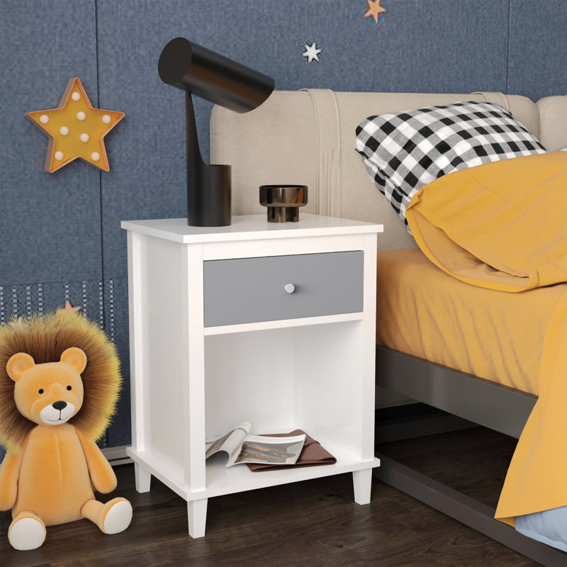 Aldreth 1 - Drawer Nightstand,Side Table With Shelf, Gray