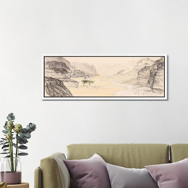 Nahal Nekarot by Itzu Rimmer - Panoramic Print on Canvas, 121.92 cm H x 40.64 cm W, White Framed