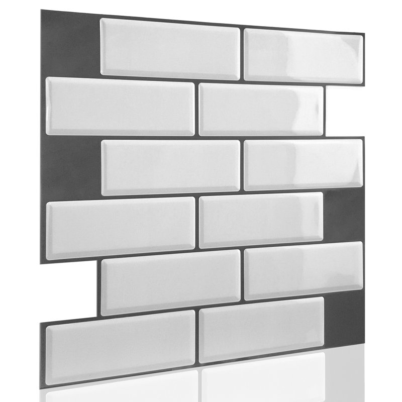 5.9'' W x 11.8'' L Gel Peel and Stick Peel & Stick Backsplash Tile, Off-White