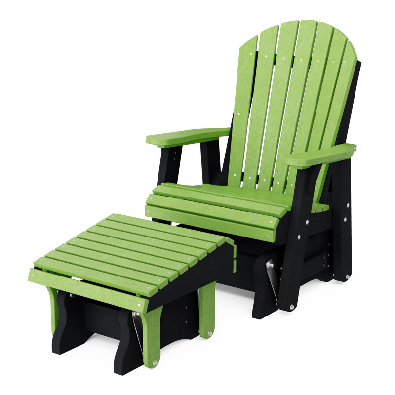 Fauteuil oscillant simple avec repose-pieds Delja, Vert lime / Noir