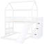 Lit simple au-dessus d'un lit superposé blanc avec glissade - nombreuses options de rangement, dispositif de divertissement stable,-120416893