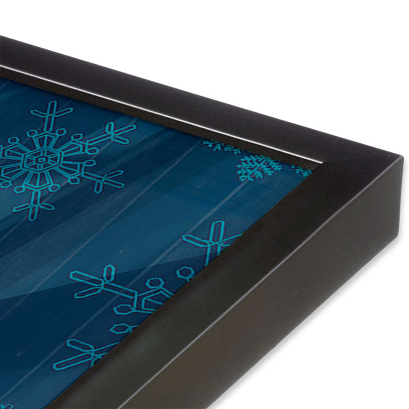Arbre des Fêtes avec imprimé bleu marine I, H 13,75 po x l 13,75 po, Cadre simple en zinc patiné, bois massif