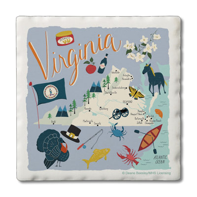 Virginia Home 4 Piece Tumbled Tile Coasters