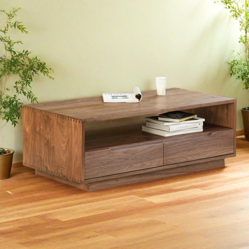 Rectangular black walnut end table, 16.5" H x 55.1" L x 23.6" W