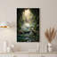 Mossy Rock Cave avec eau turquoise et vignes suspendues, art mural-132736036