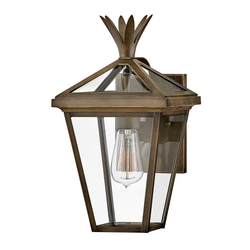 Fatma 36.8cm H Clear Glass Outdoor Wall Lantern, Burnished Bronze