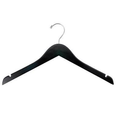 Matte Black Plastic Combo hanger with Adjustable Clips and Notches, (Box of  50) 