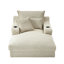 Fauteuil lounge confortable en forme de S, de couleur camel, d'une profondeur de 117 cm (46,04 pouces), idéal pour la chambre à coucher, en pur coton, avec porte-gobelets des deux côtés.