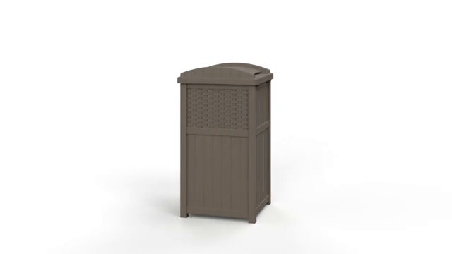Dark Taupe Wicker-Style Plastic Outdoor Trash Can with Lid