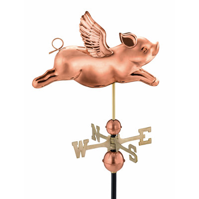 Flying Pig Weathervane - Pure Copper by 