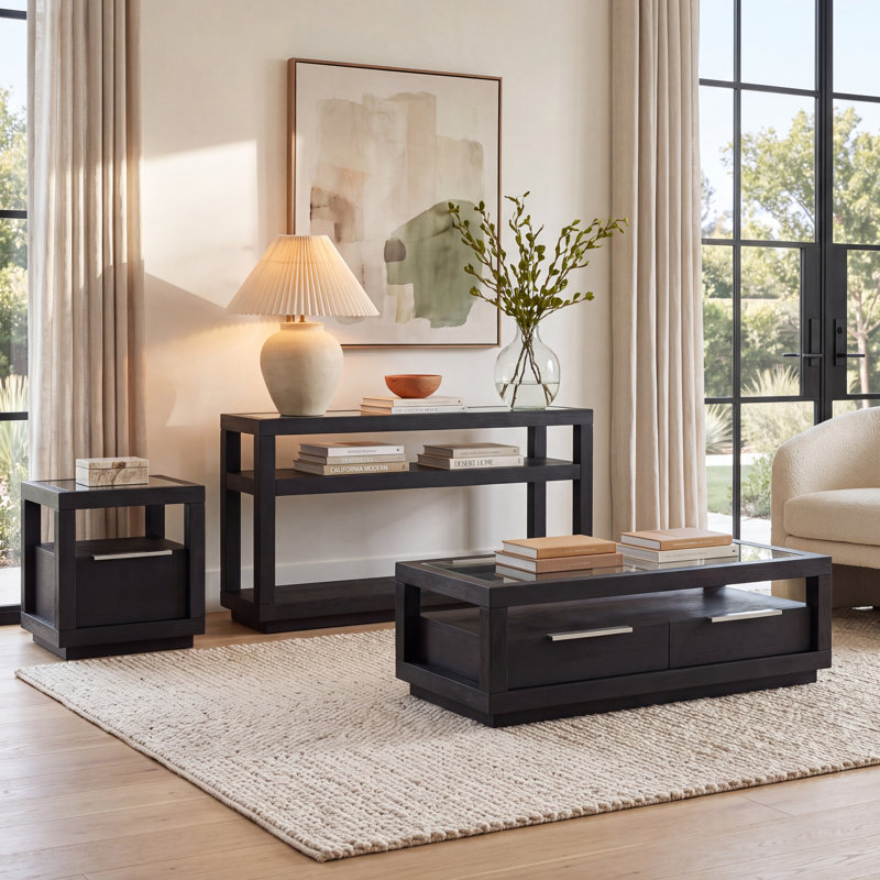 Eloise 3 - Piece Glass Top Living Room Table Set
