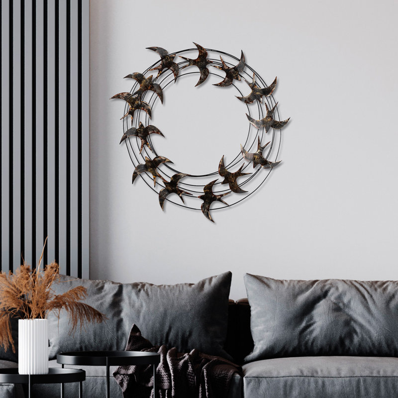 Accessoire mural en métal peint à la main, 34,3 po x 34,3 po x 2,0 po | 100% métal, épaisseur: 0,06 pouce | Variations de couleurs uniques, fixation murale facile | Parfait pour la décoration intérieure et les touches artistiques