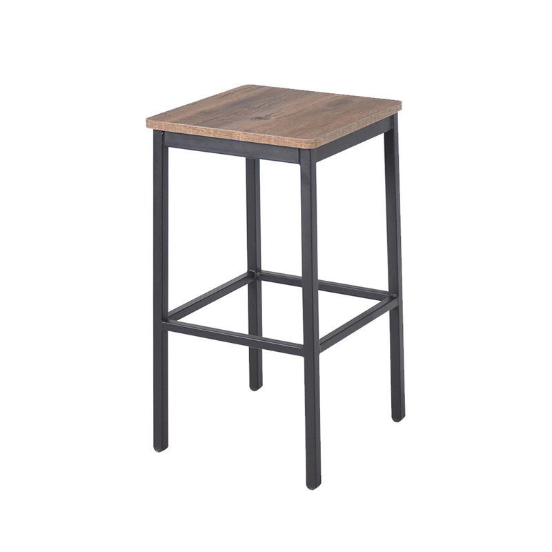 Tabouret de bar sans dossier Trent, Pin noueux / cadre noir