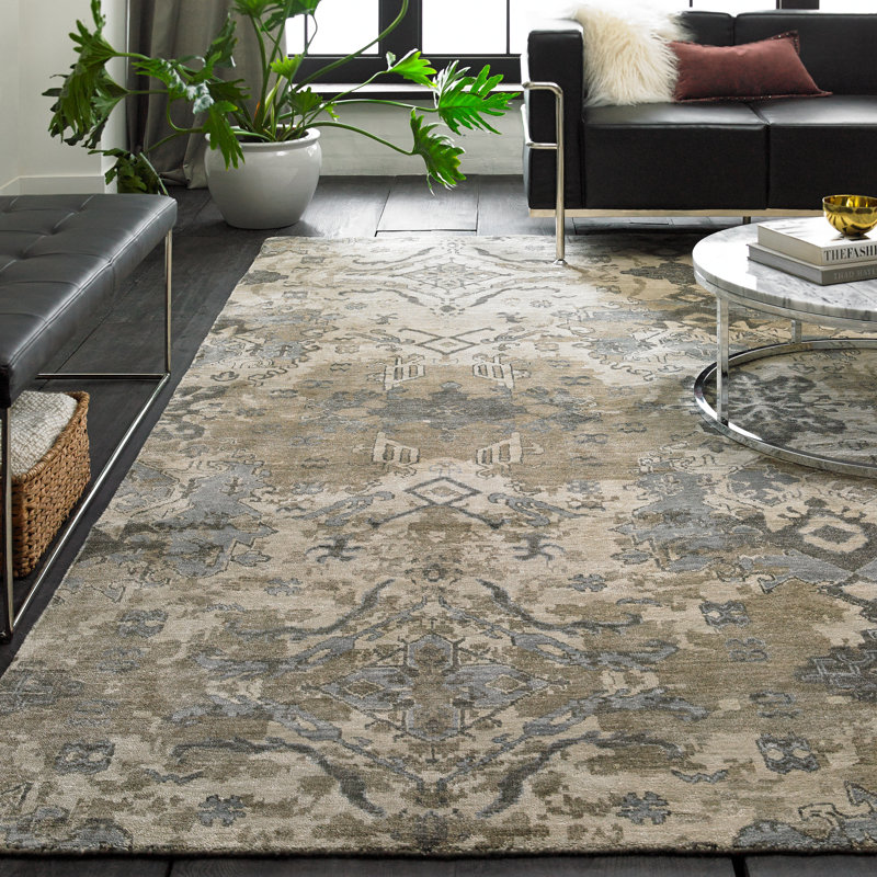Hand Knotted Area Rug, Rectangle 3' x 5'