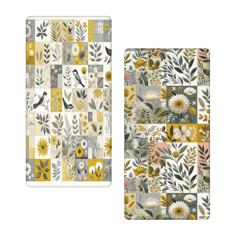 Microfiber Floral Fitted Sheet, Twin Extra Long Fitted Sheet