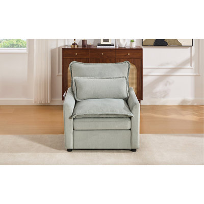 Fauteuil d'appoint rembourré moelleux de 31,9 po avec coussin double et poches de rangement latérales Modern