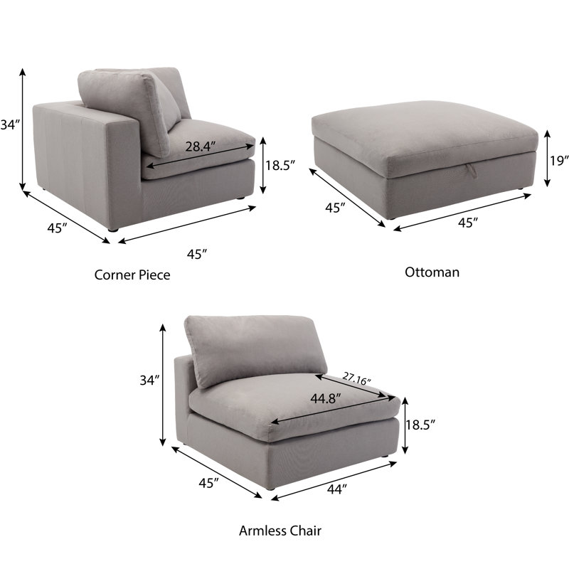Canapé modulaire réversible Haruyoshi, Graphite