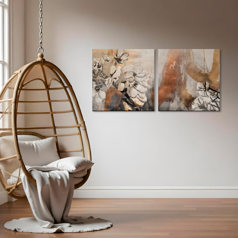 «Painted Petals X» par Tristan Scott - ensemble de 2 reproductions d'art graphique sur toile tendue