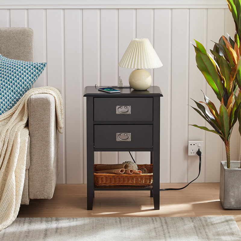 Miramontes Nightstands with Charging Station USB Ports & Power End Table Bedside Tables with 2 Drawers