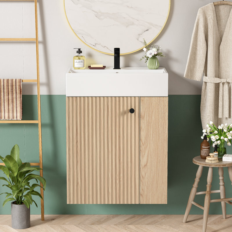 Lynice 21.6'' Single Bathroom Vanity with Top, Wood, Black