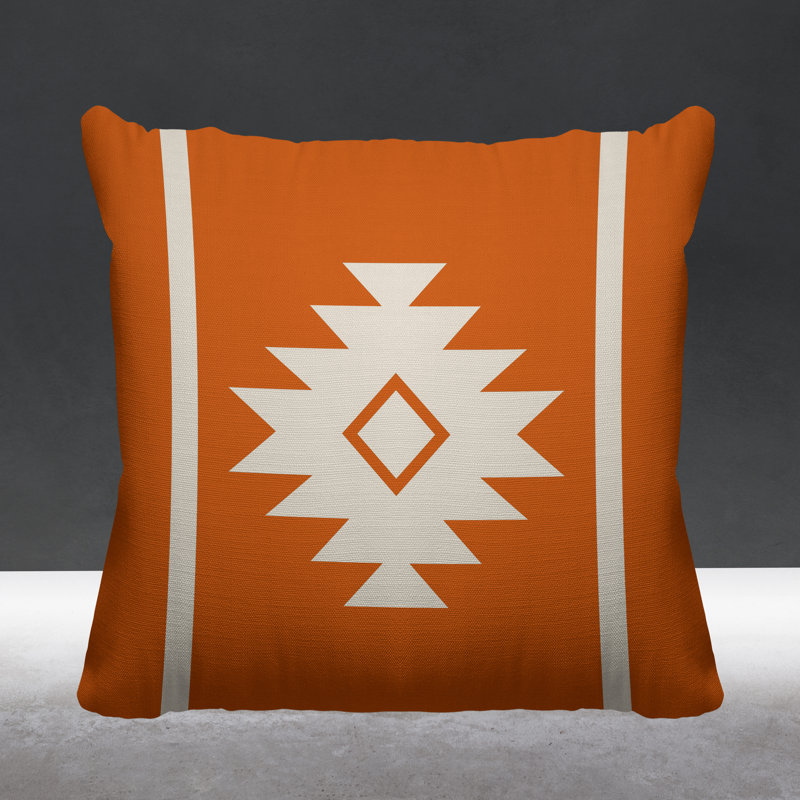 Coussin décoratif intérieur / extérieur Wapi Southwestern, L 19 po x H 19 po, Orange
