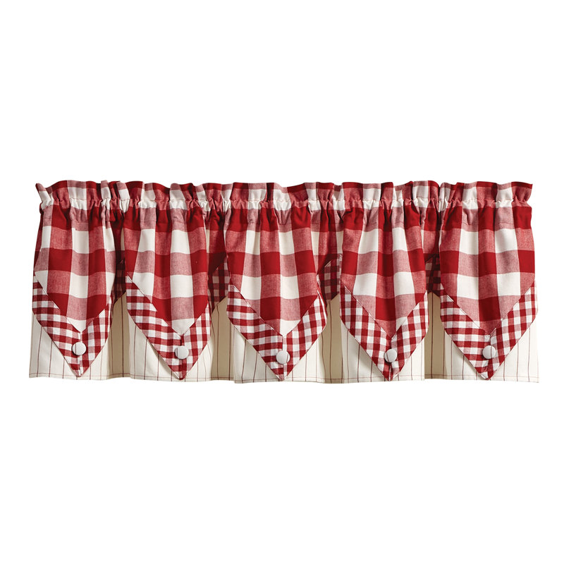  Buffalo Check Lined Point Red Valance 72x15, Red