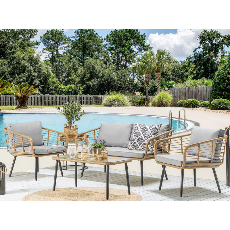 Fembra Rattan 4 - Person Seating Group with Cushions