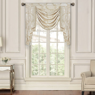 Damask Window Valance in Beige