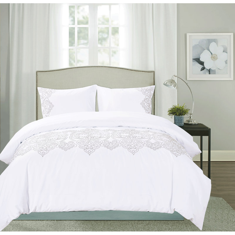 Toohey Modern & Contemporary Duvet Cover, Full/Queen, Blue/Taupe