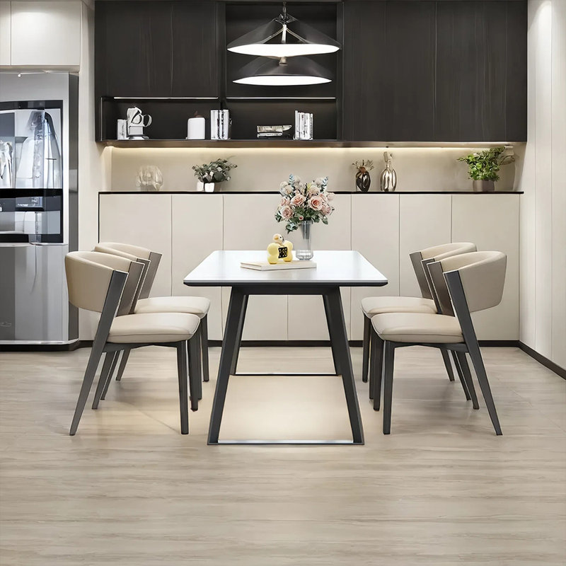 Ensemble de table de salle à manger et de chaises Art White Rock, H 29,52 po x L 70,86 po x l 35,43 po